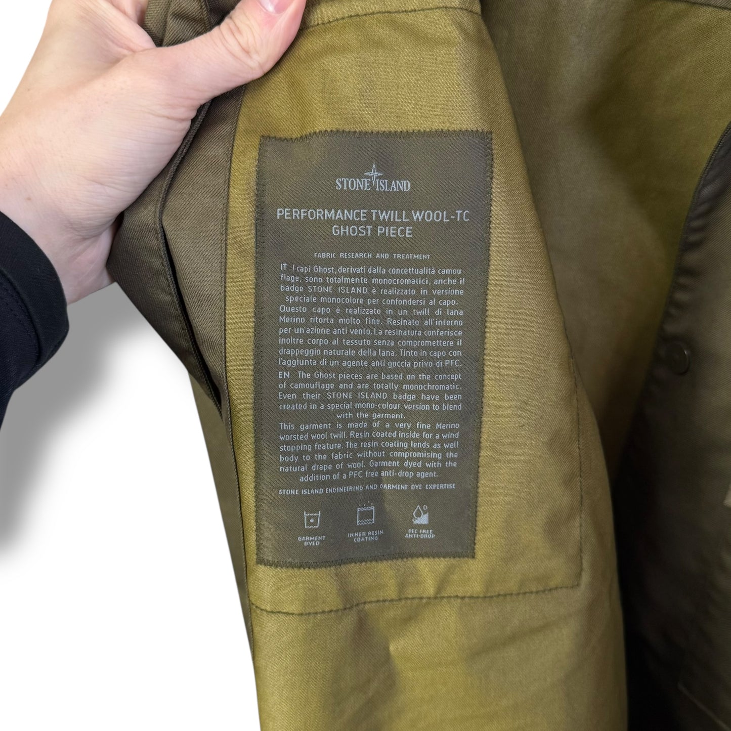 Stone Island Performance Twill Wool-TC Ghost Piece (L, 24”)