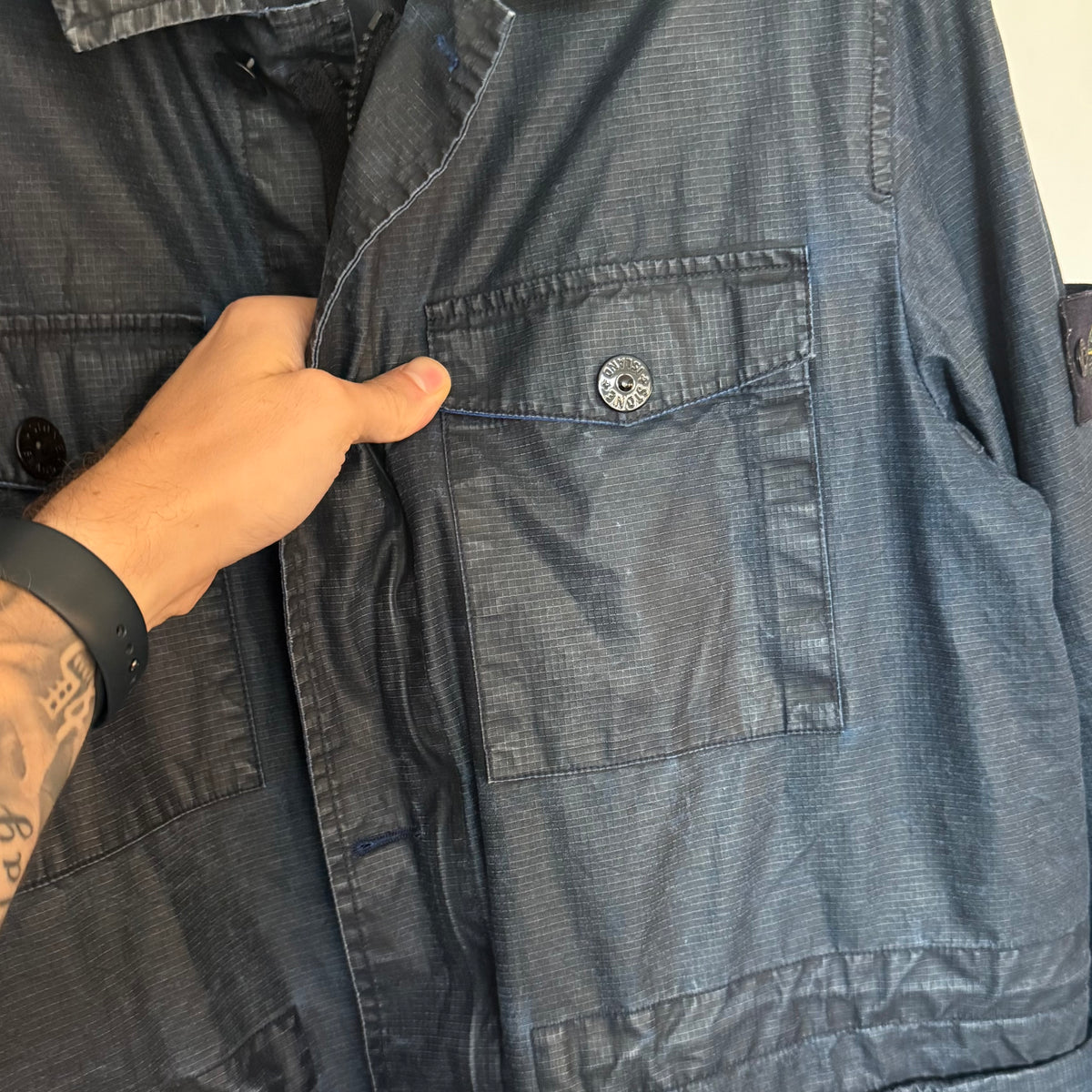 Stone Island 2011 Rip Stop Coated Multi Pocket Jacket (L, 24”)