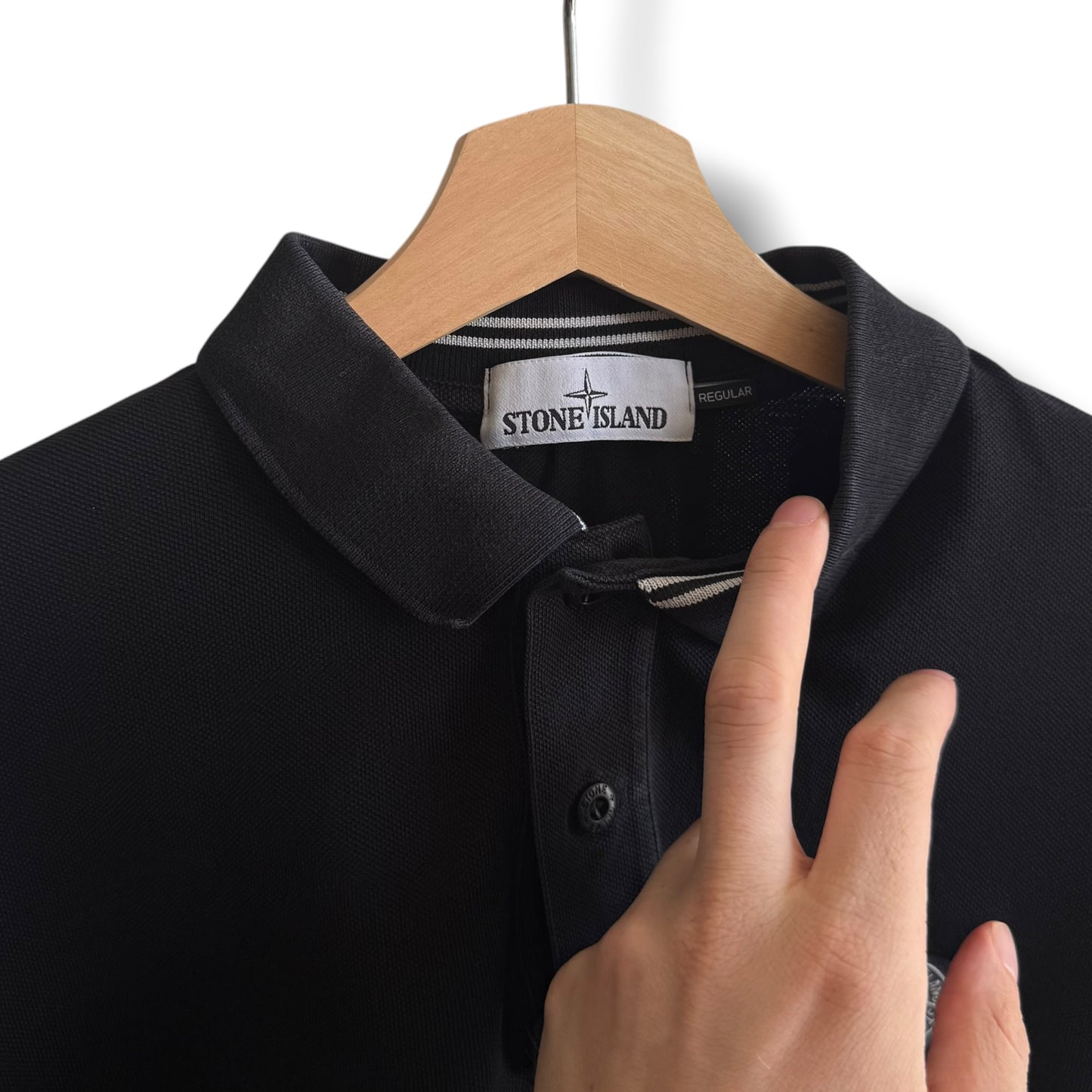 Stone Island Long Sleeve Polo (XL, 23”)