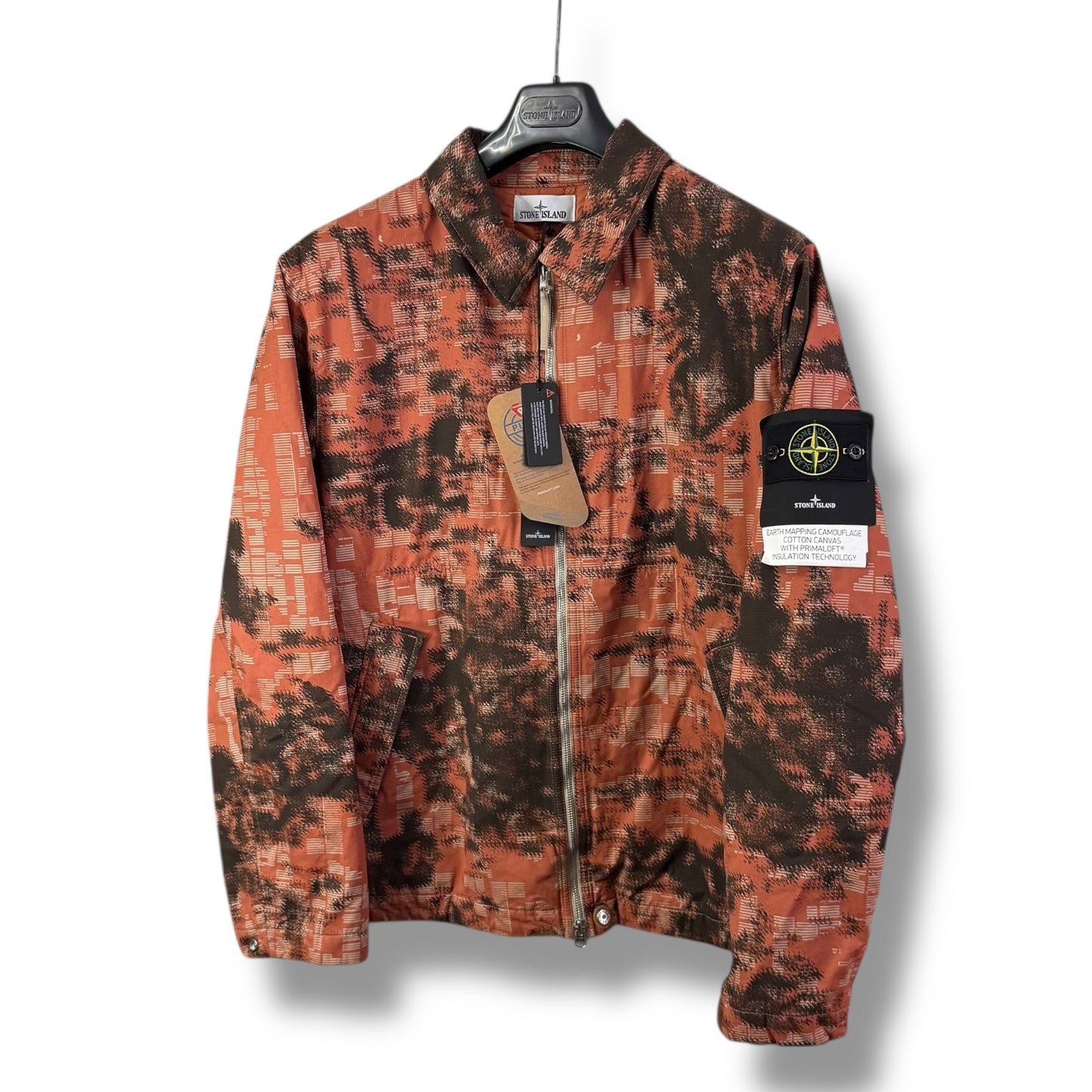 Stone Island Earth Mapping Camouflage Cotton Canvas With Primaloft Insulation Technology (L, 24”)