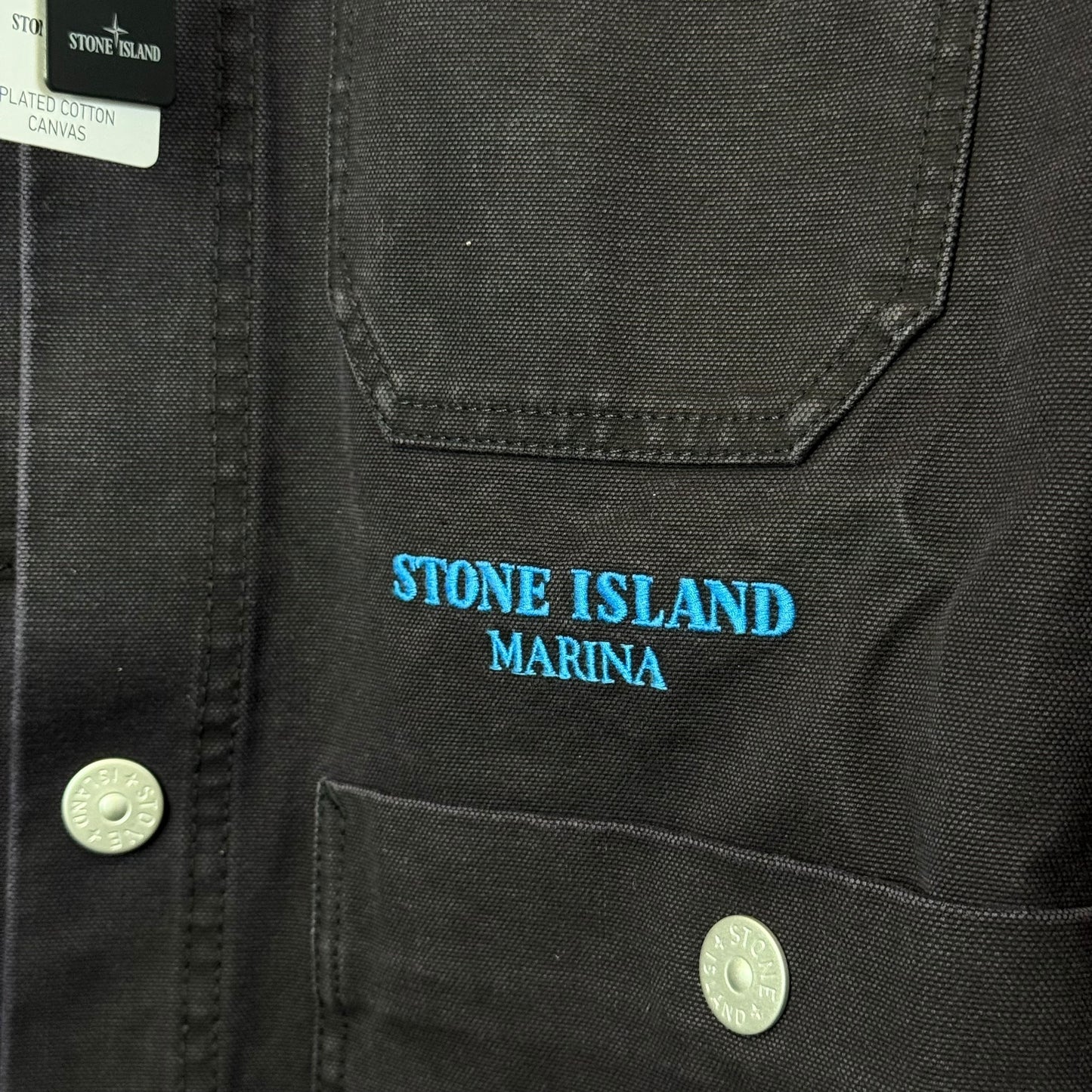 Stone Island Marina Plated Cotton Canvas Jacket (XL, 25”)