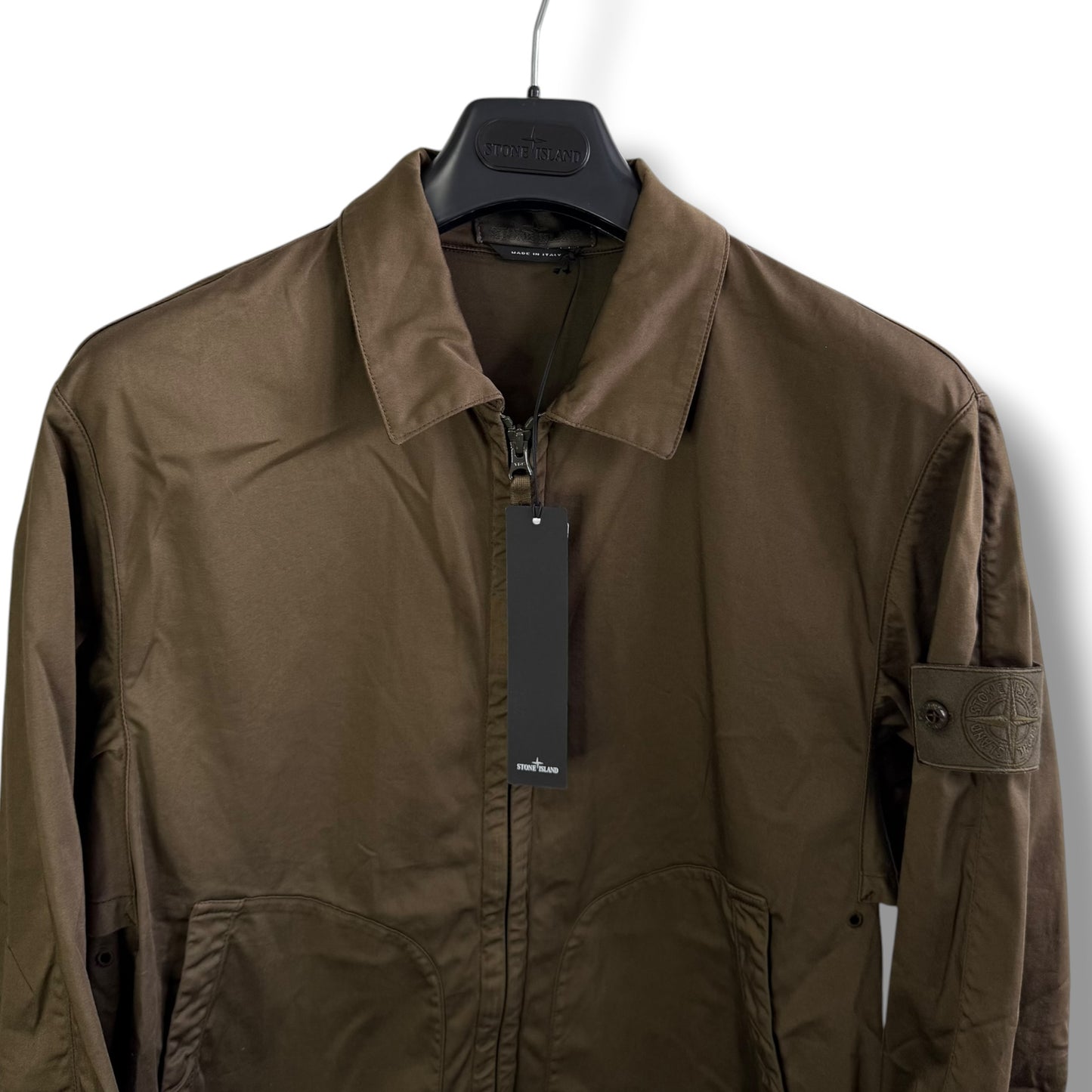 Stone Island Khaki Ghost Cotton Overshirt (M, 22.5”)