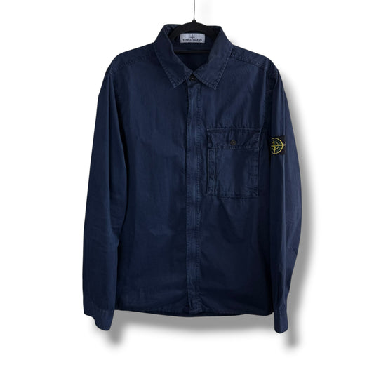 Stone Island Navy Overshirt (L, 22”)