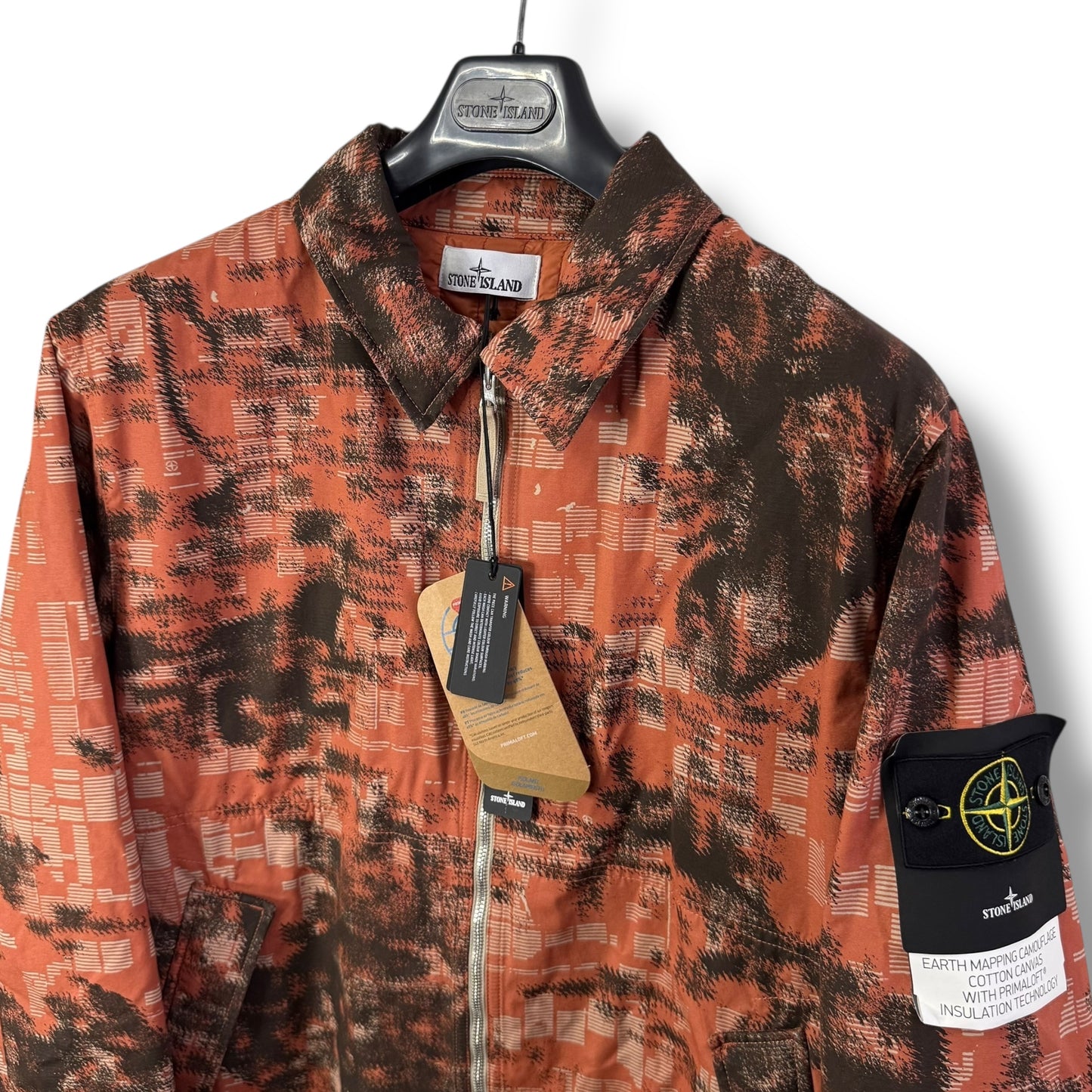Stone Island Earth Mapping Camouflage Cotton Canvas With Primaloft Insulation Technology (L, 24”)
