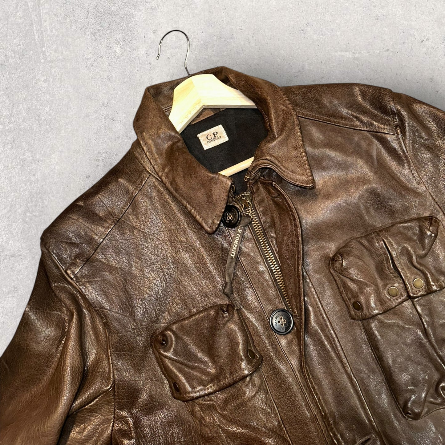 CP Company Genuine Buffalo Leather Heavy Jacket - (L 22”)
