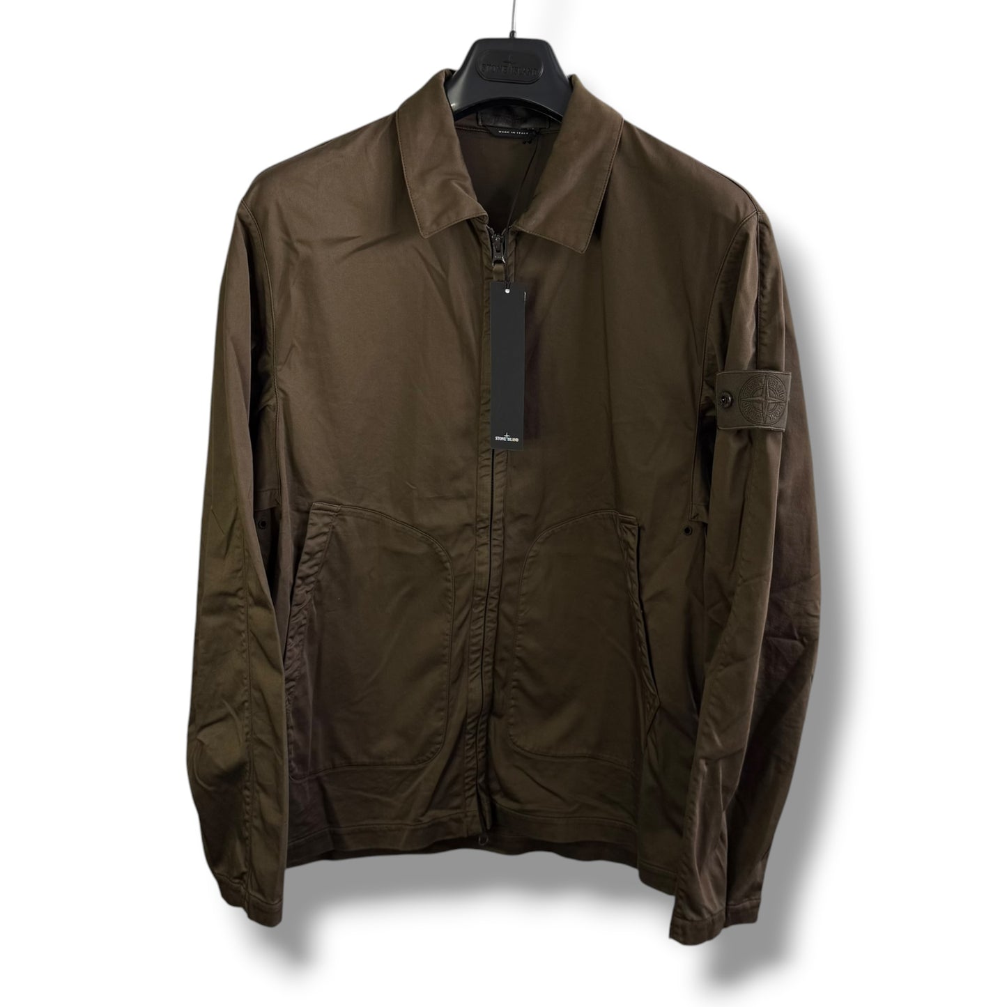 Stone Island Khaki Ghost Cotton Overshirt (M, 22.5”)