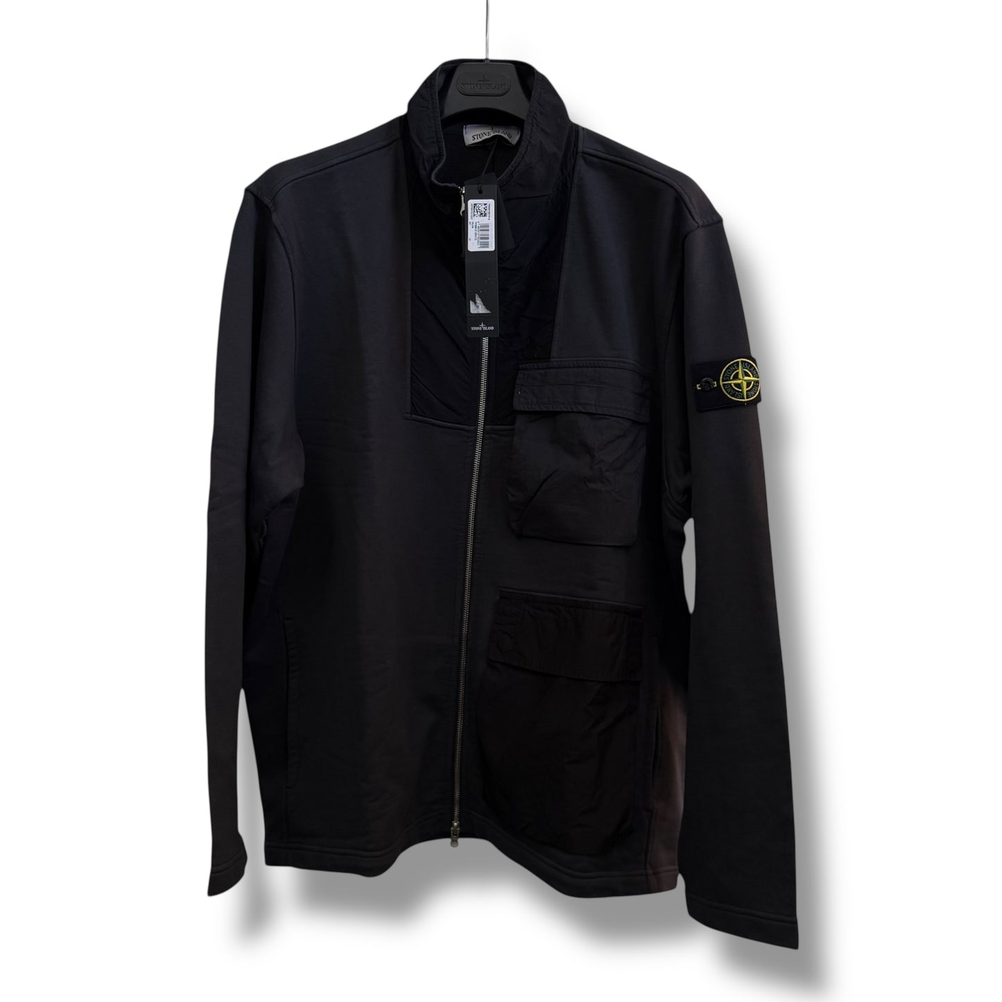Stone Island Grey Panelled Mix Fabric Full Zip (3XL, 28”)