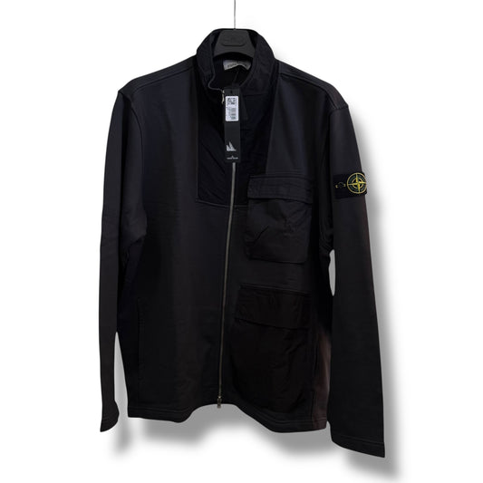 Stone Island Grey Panelled Mix Fabric Full Zip (3XL, 28”)