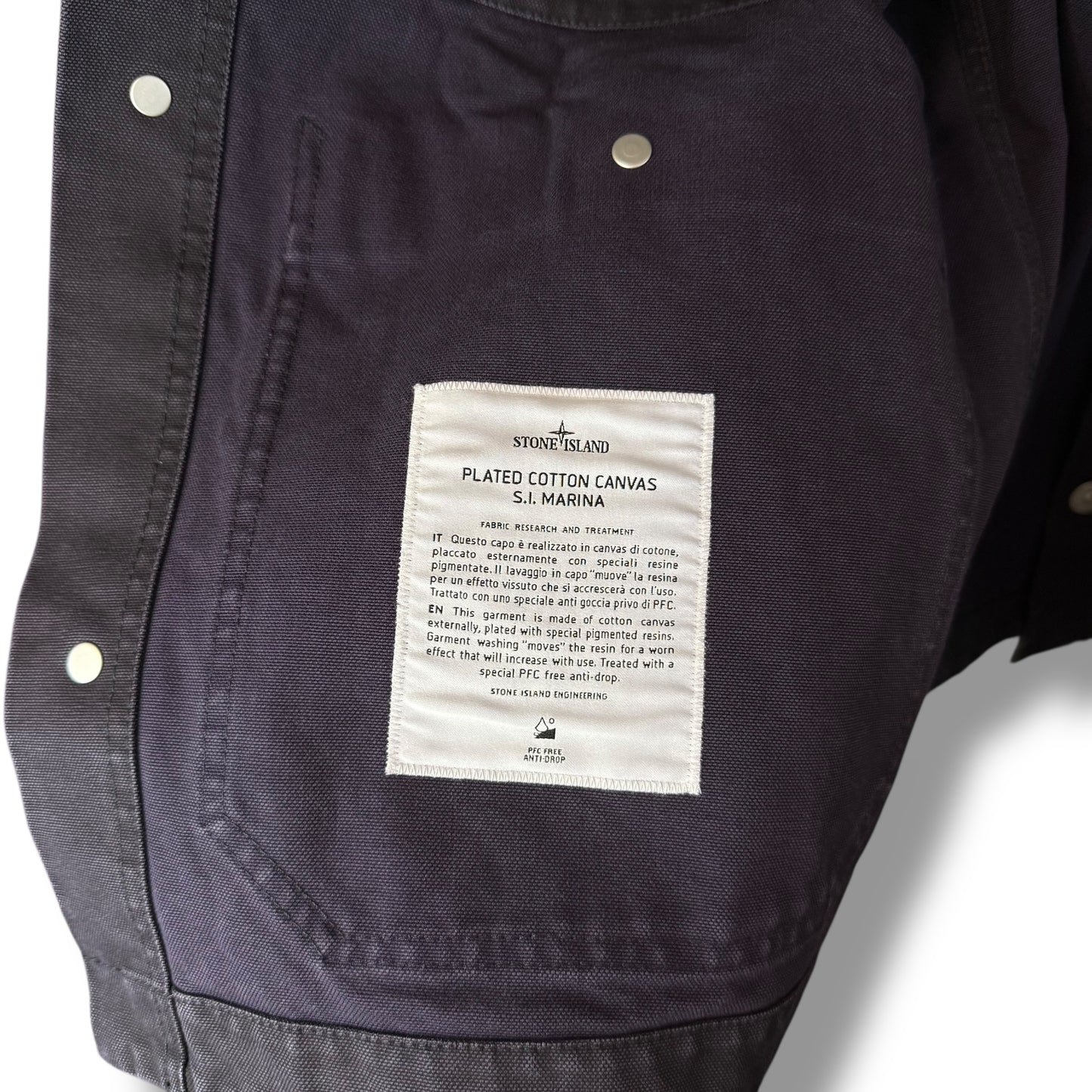 Stone Island Marina Plated Cotton Canvas Jacket (XL, 25”)