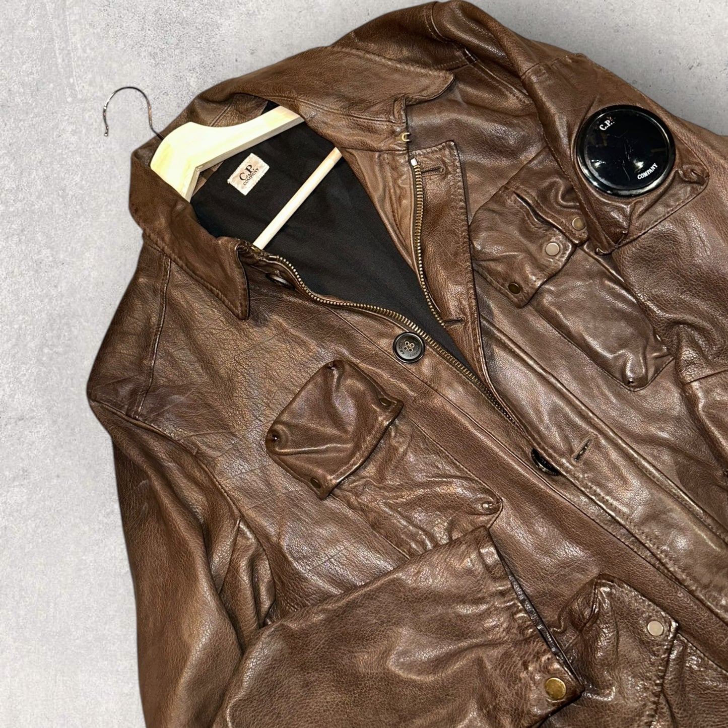 CP Company Genuine Buffalo Leather Heavy Jacket - (L 22”)