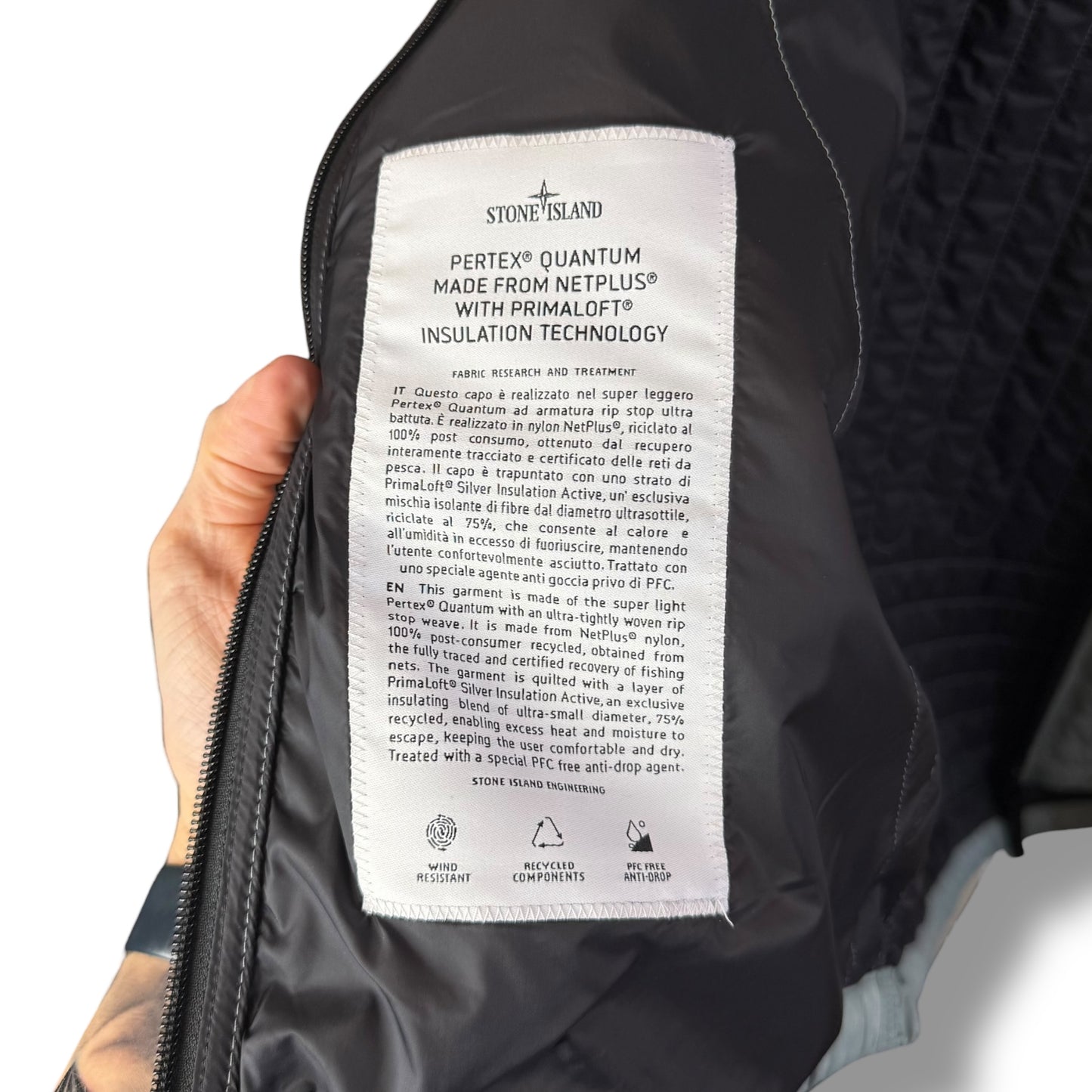 Stone Island Pertex Quantum Made From Netplus With Primaloft (XL, 25.5”)