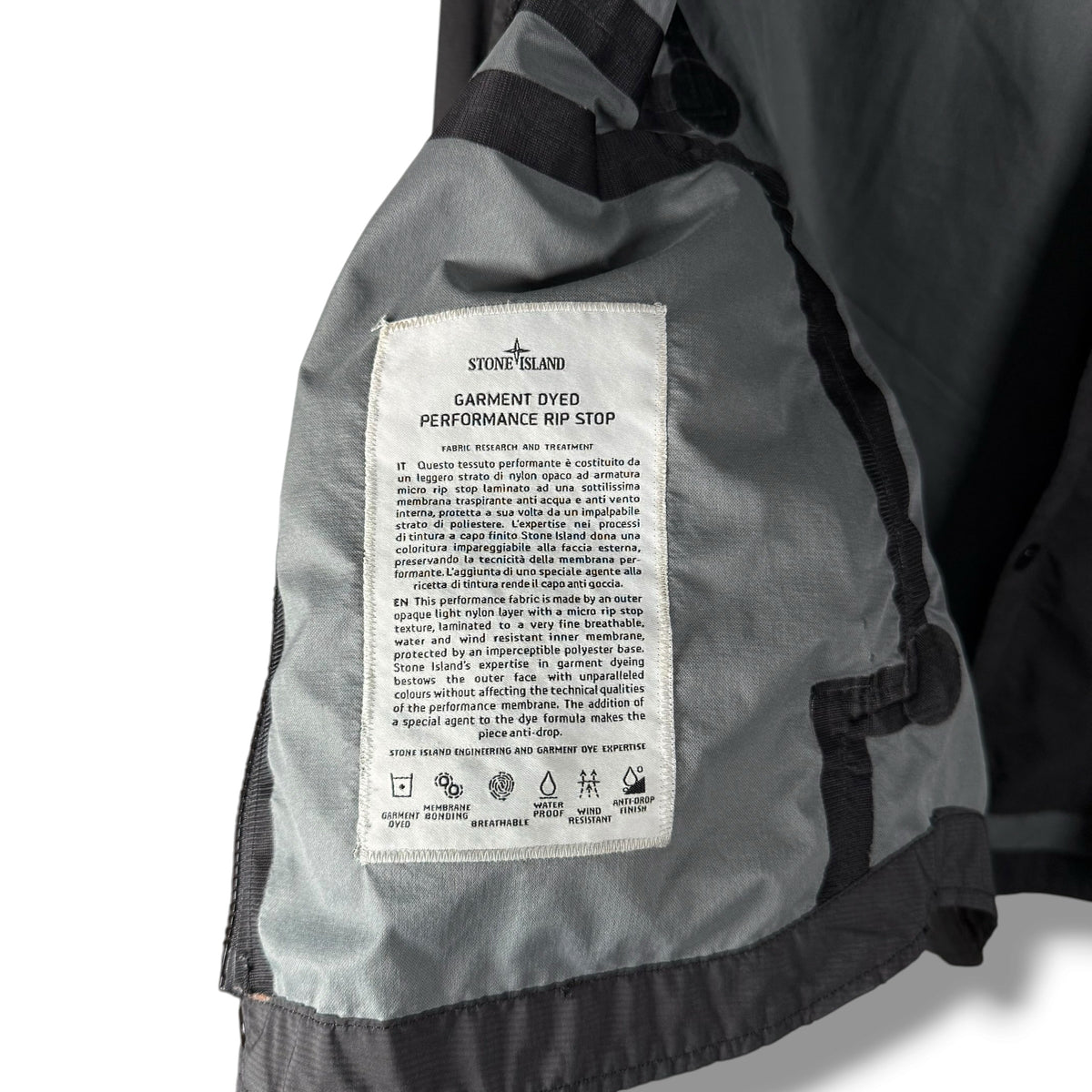 Stone Island Garment Dyed Performance Rip Stop Water Proof Jacket (M, 22”)