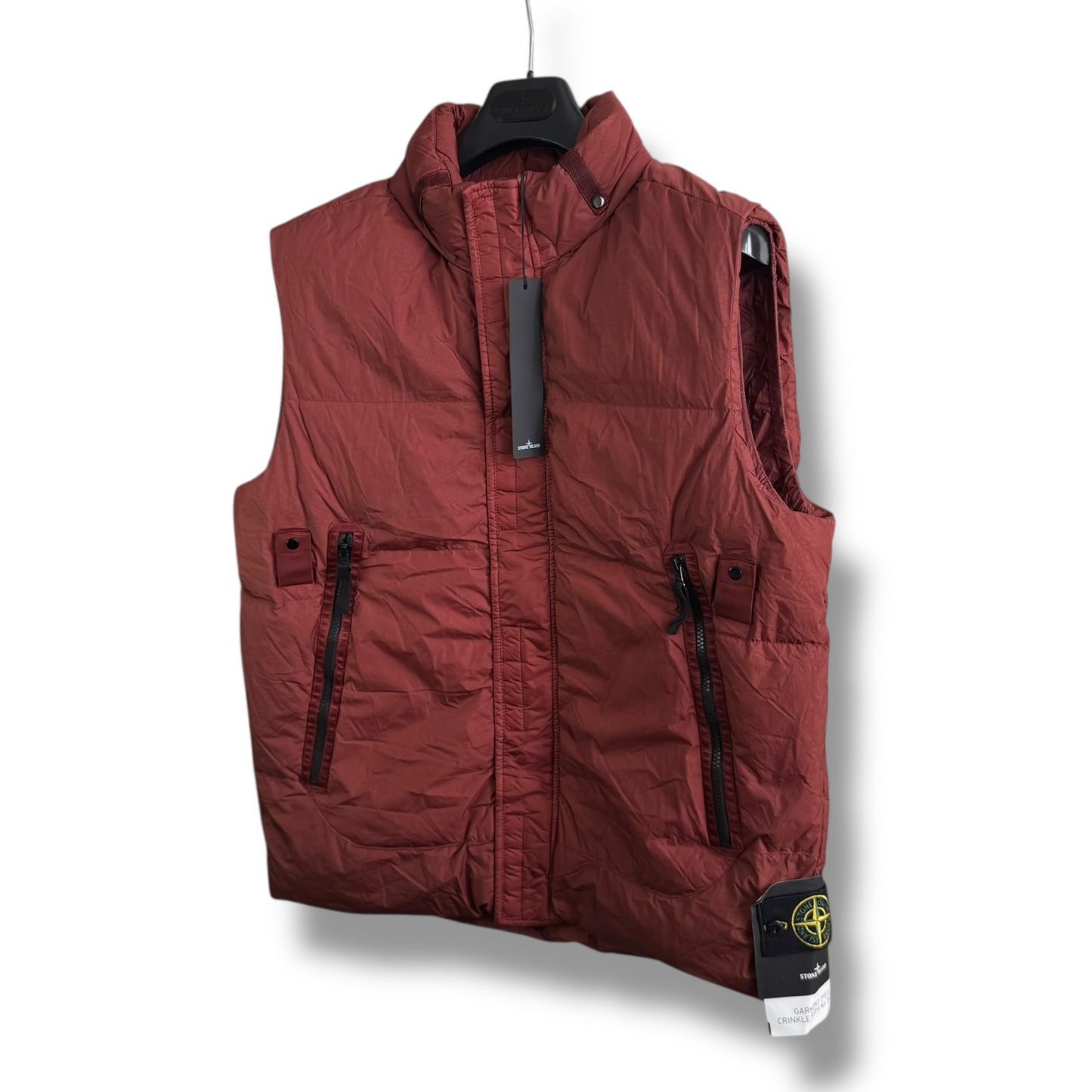 Stone Island Crinkle Reps Down Body Warmer (L, 23”)